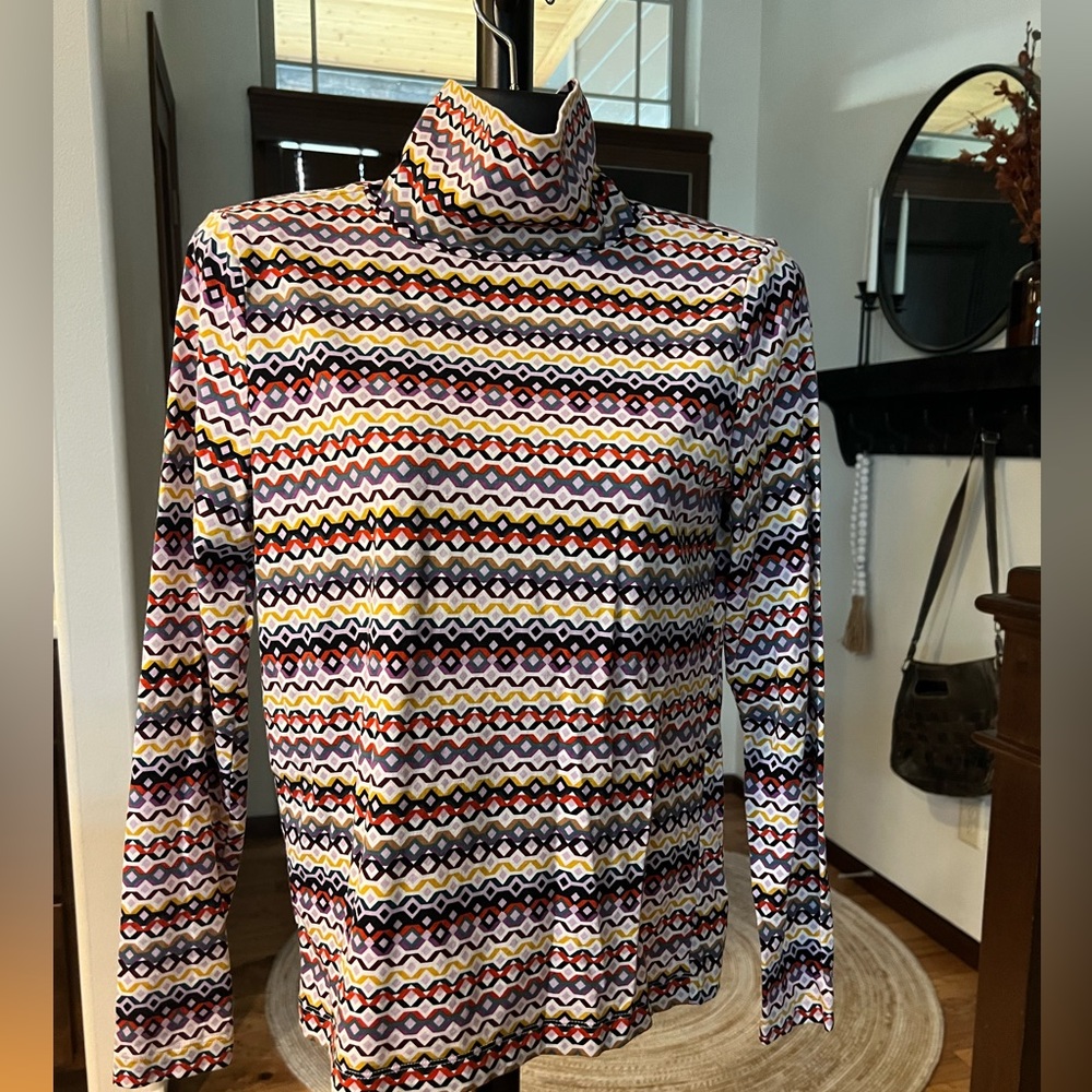 LOFT Geo Stripe long sleeve turtleneck size medium